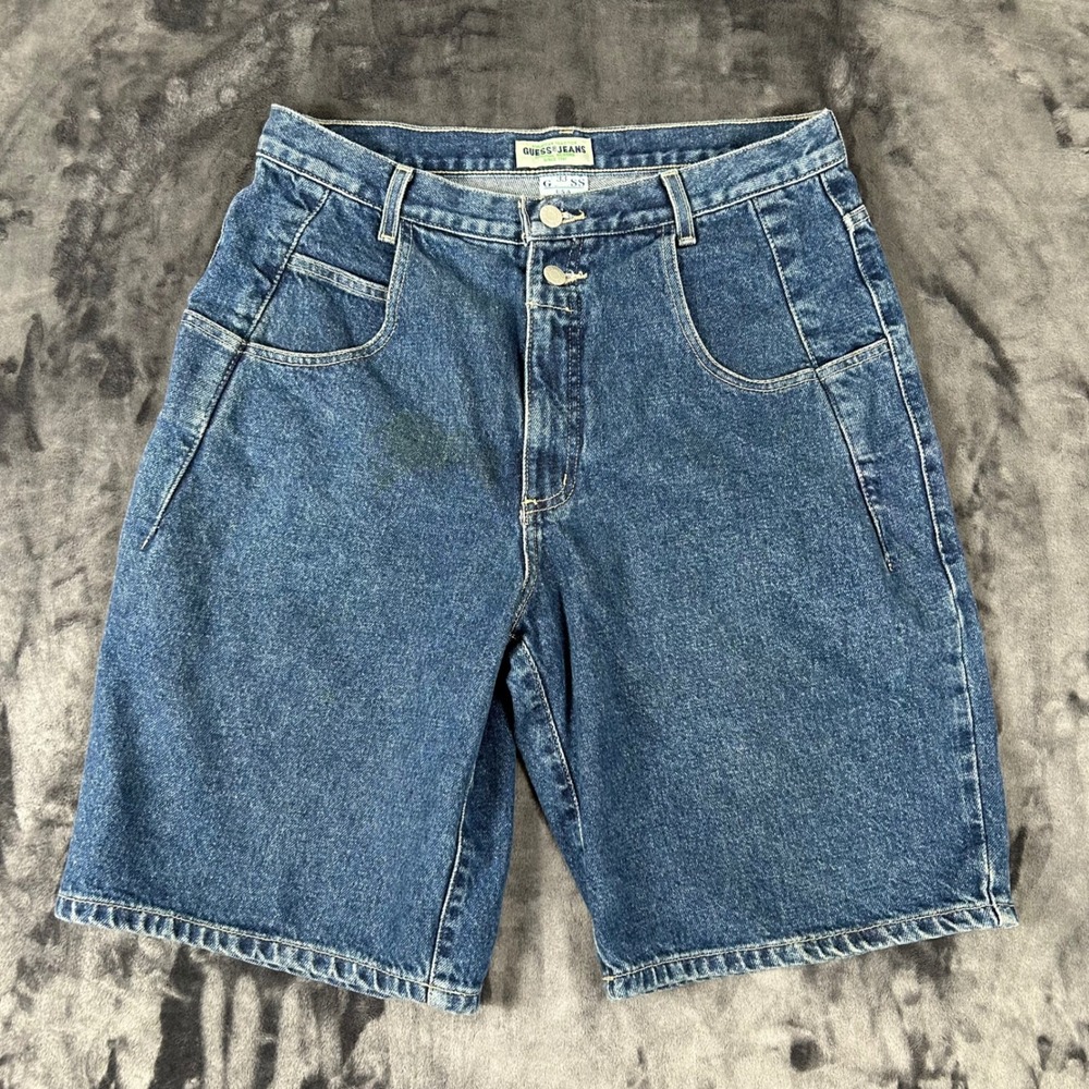 Vintage Guess Jeans Denim Shorts Mens 33 Blue 90s High Rise Double Button